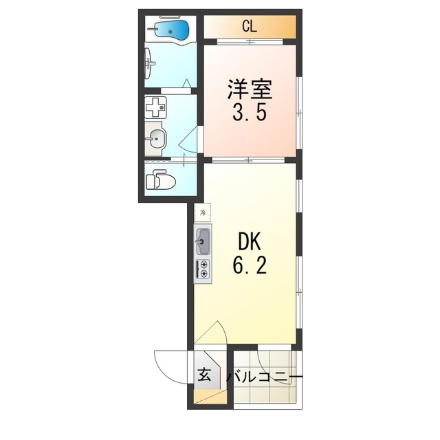 大阪市西淀川区千舟のアパートの間取り