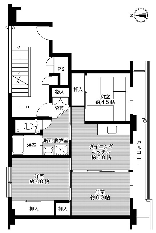 【ビレッジハウス相野4号棟の間取り】