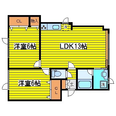 札幌市東区北七条東のアパートの間取り