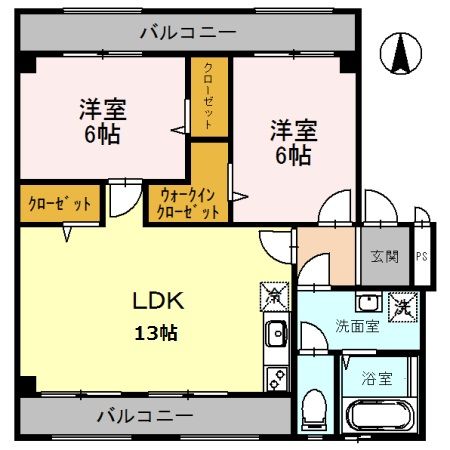 海南市船尾のマンションの間取り