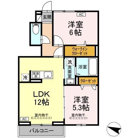 ラフィネ神辺　Ｂ棟の1部、279番の間取り