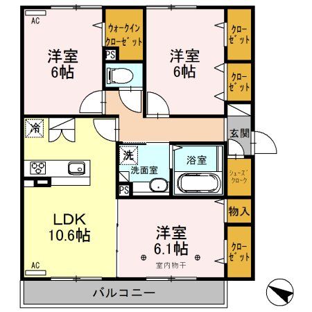 越谷市レイクタウンのアパートの間取り