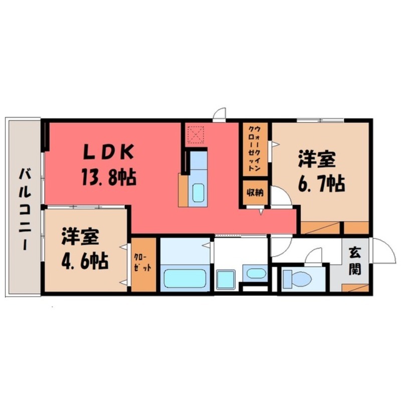 古河市上辺見のアパートの間取り