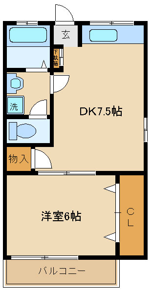 松戸市常盤平西窪町のアパートの間取り