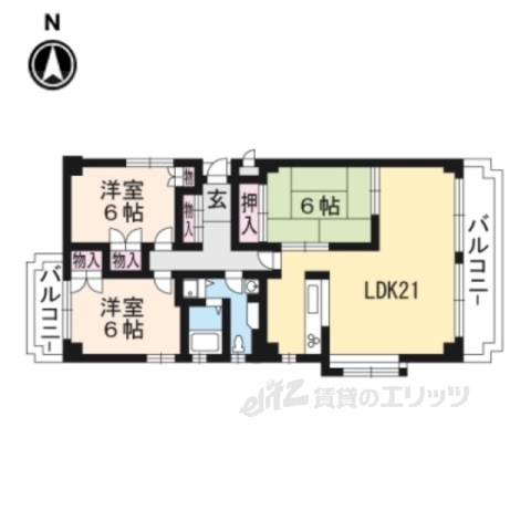 京都市中京区絹屋町のマンションの間取り