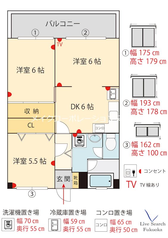 福岡市中央区薬院のマンションの間取り