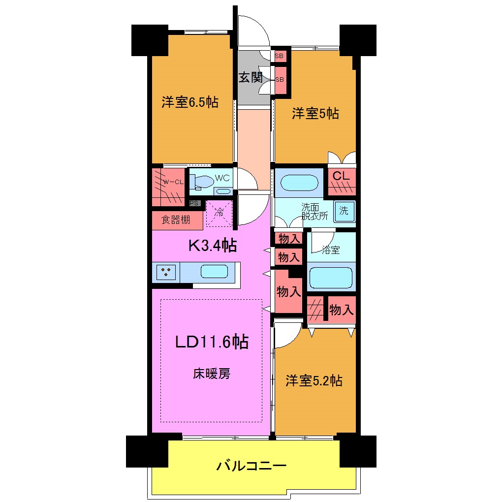 浦安市北栄のマンションの間取り