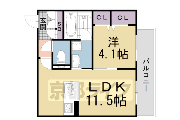 京都市山科区安朱馬場ノ東町のアパートの間取り