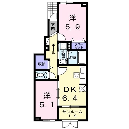 新発田市西園町のアパートの間取り