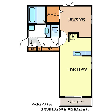 長野市若宮のアパートの間取り