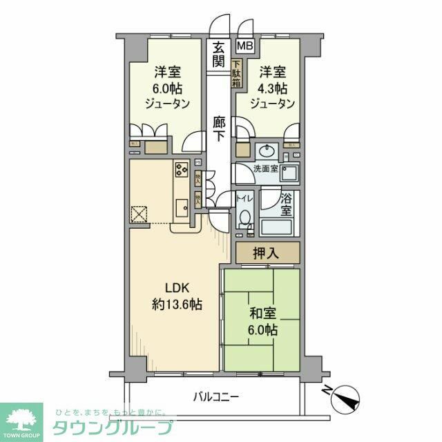 横浜市戸塚区矢部町のマンションの間取り