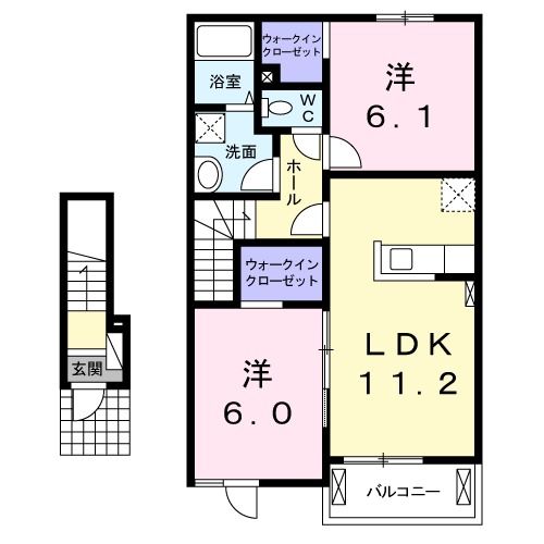福島県本宮市荒井字久保田（アパート）の賃貸物件の間取り