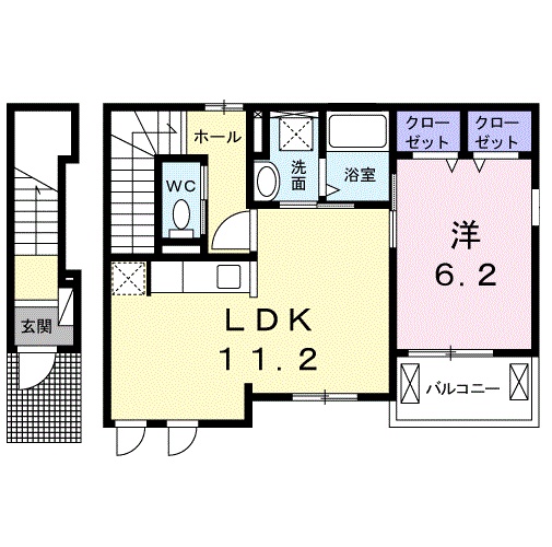 【彦根市八坂町のアパートの間取り】