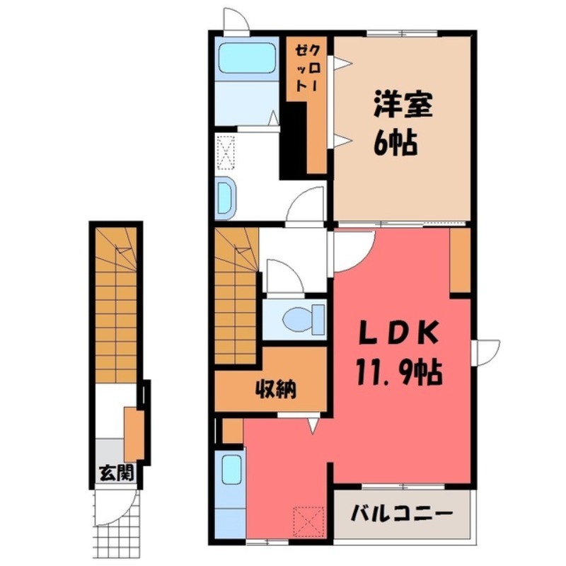 栃木市薗部町のアパートの間取り