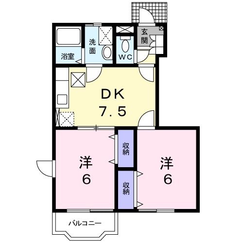 岡山市東区西大寺東のアパートの間取り