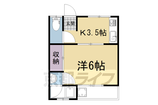 城陽市平川のアパートの間取り