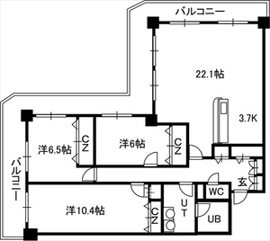 ＰＲＩＭＥ　ＵＲＢＡＮ札幌　ＲＩＶＥＲ　ＦＲＯＮＴの間取り