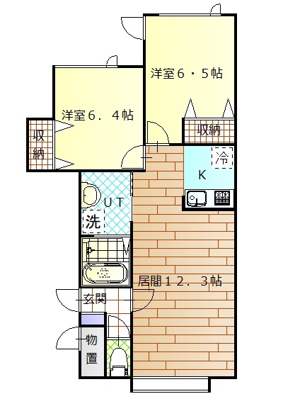 旭川市神楽六条のアパートの間取り