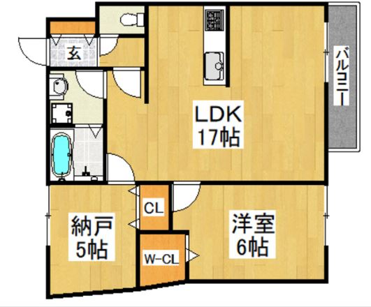 大阪狭山市狭山のアパートの間取り