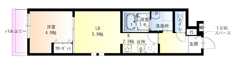 西宮市川西町のアパートの間取り