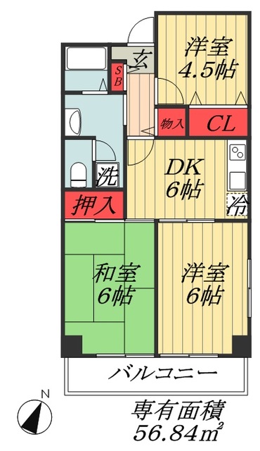 市川市南八幡のマンションの間取り