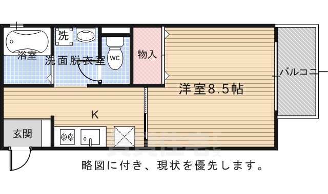 京都市北区紫竹北大門町のアパートの間取り