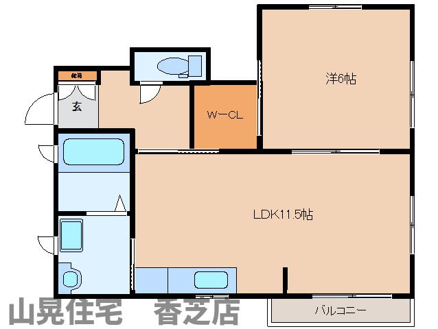 香芝市鎌田のアパートの間取り