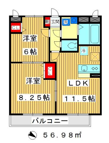 北区浮間のアパートの間取り