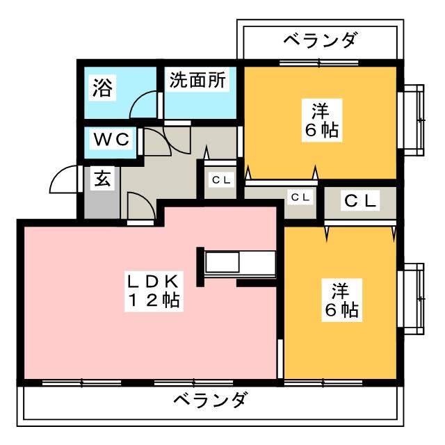 ヴィラージュ藤ノ木　Ｂ棟の間取り