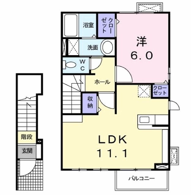 郡山市田村町金屋のアパートの間取り