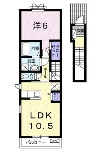 【堺市中区深井水池町のアパートの間取り】