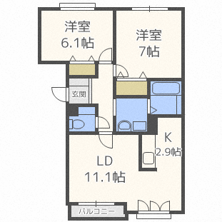 札幌市北区太平六条のマンションの間取り