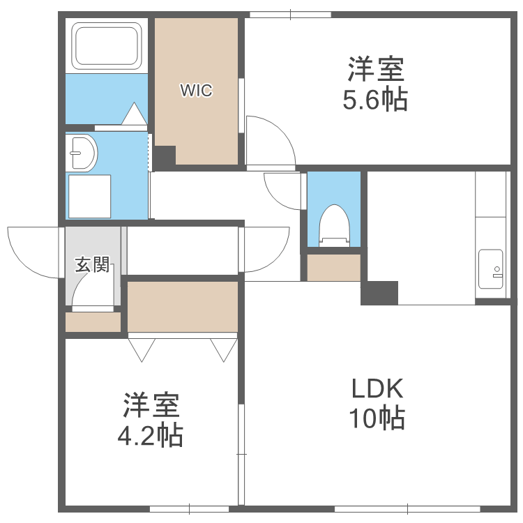 札幌市東区北十六条東のマンションの間取り