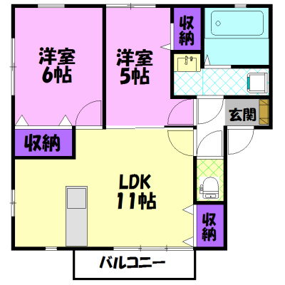 サンハイツアーデル Bの間取り