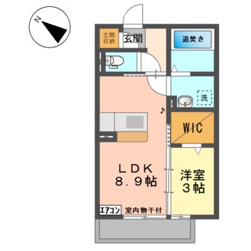 盛岡市南仙北のアパートの間取り