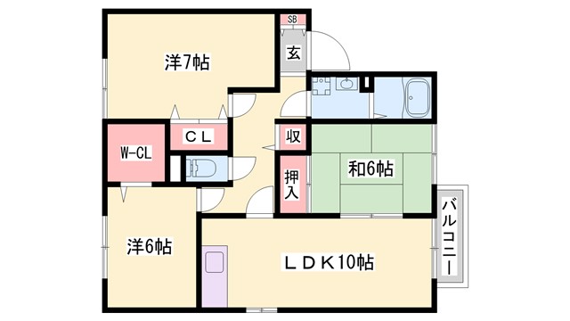 セジュールヒルトップ　A棟の間取り