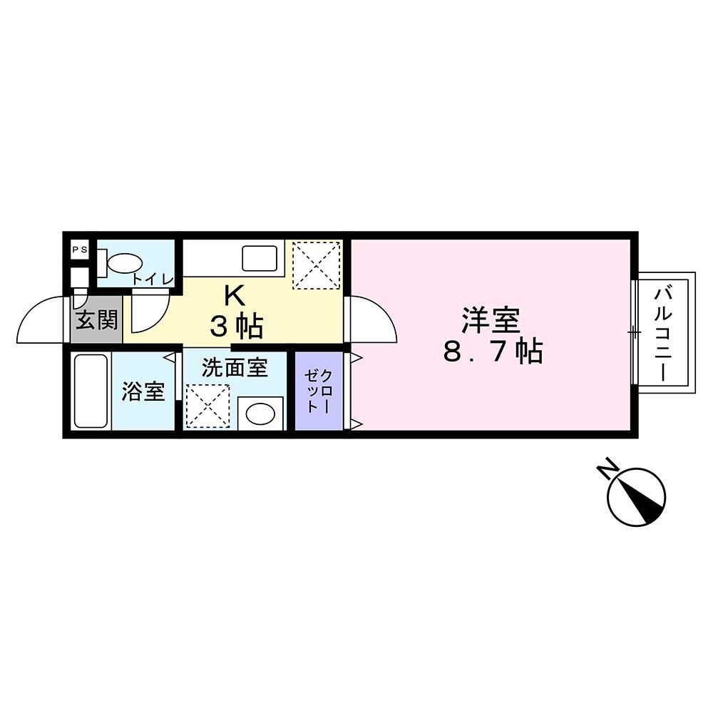 仙台市青葉区米ケ袋のアパートの間取り