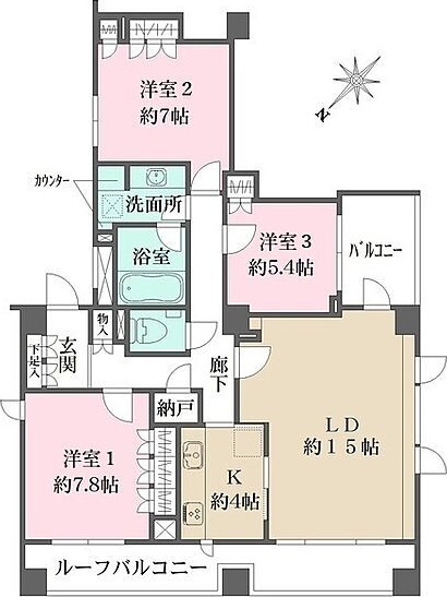 東急大井町線 上野毛駅 徒歩8分 5階建 築19年の間取り写真