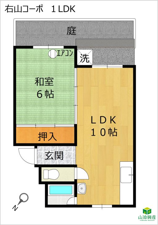 右山コーポ「1LDK」の間取り