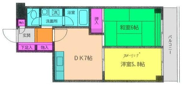 横浜市神奈川区三ツ沢下町のマンションの間取り