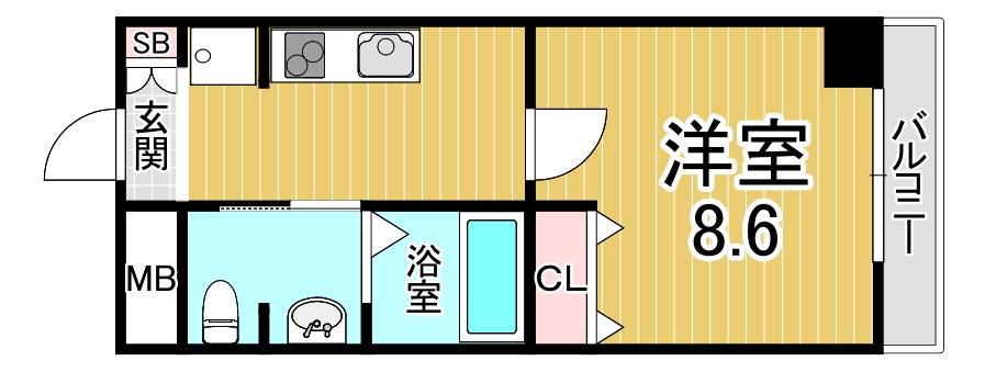 神戸市長田区北町のマンションの間取り