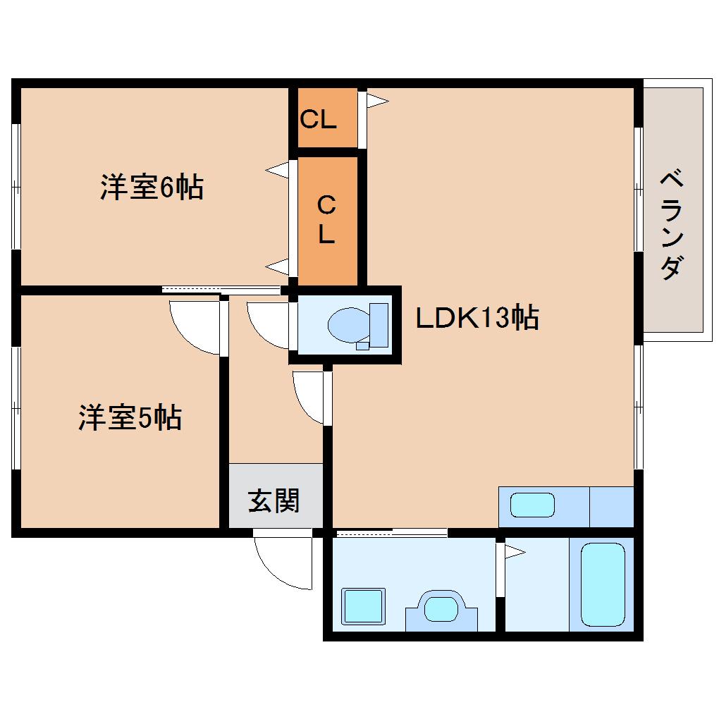 生駒市小明町のアパートの間取り