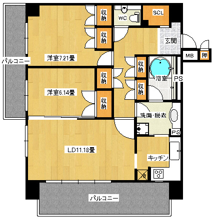 甲府市南口町のマンションの間取り