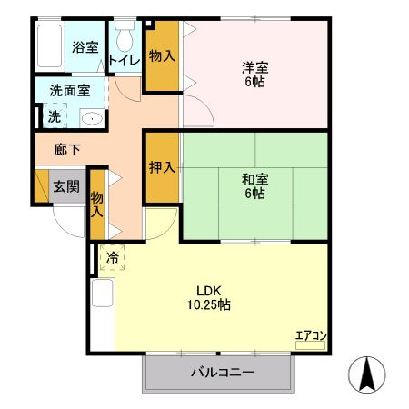 滑川市上小泉のアパートの間取り