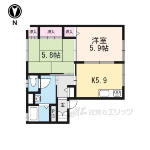 福知山市字新庄のアパートの間取り