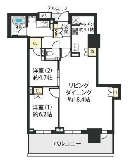 プラウド阪急塚口駅前の間取り