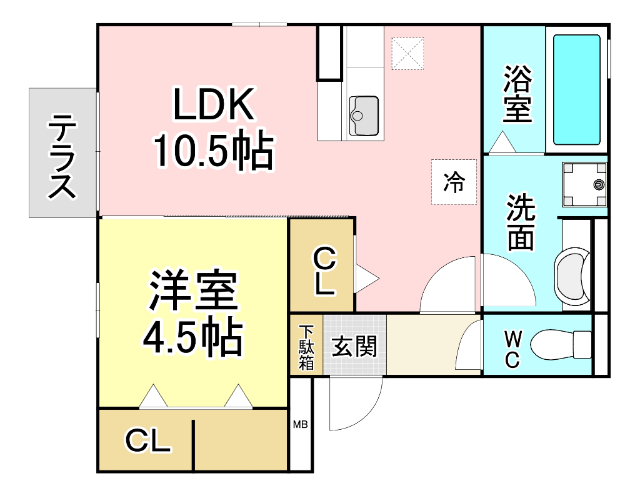 【エスポワール祇園Ｂの間取り】