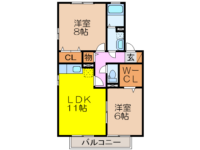 大村市溝陸町のアパートの間取り