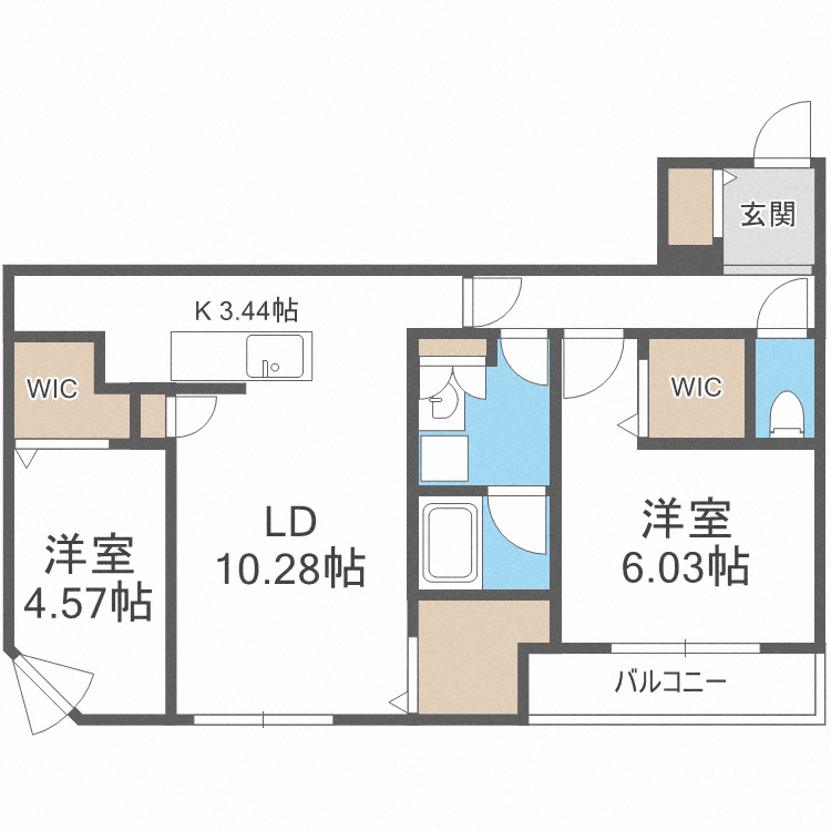 札幌市中央区南十七条西のマンションの間取り