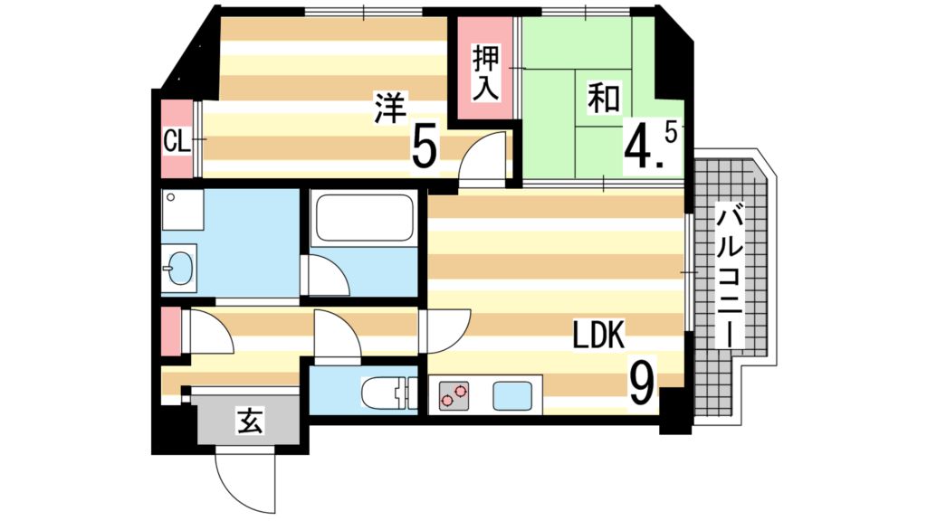 【芦屋市西山町のマンションの間取り】